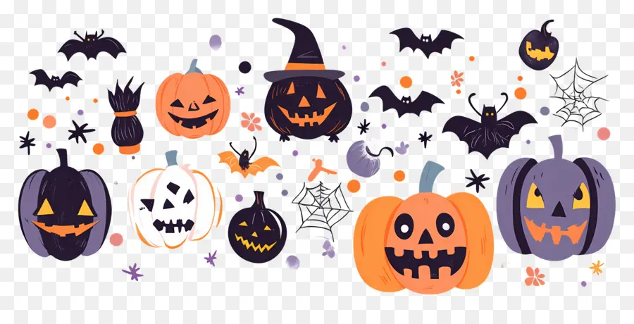 Modelo De Banner De Halloween，Abóboras PNG