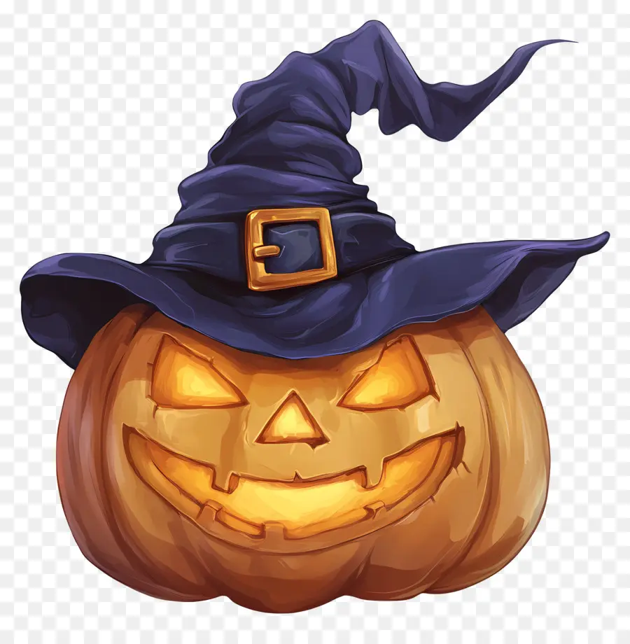 Modelo De Banner De Halloween，Abóbora Com Chapéu De Bruxa PNG