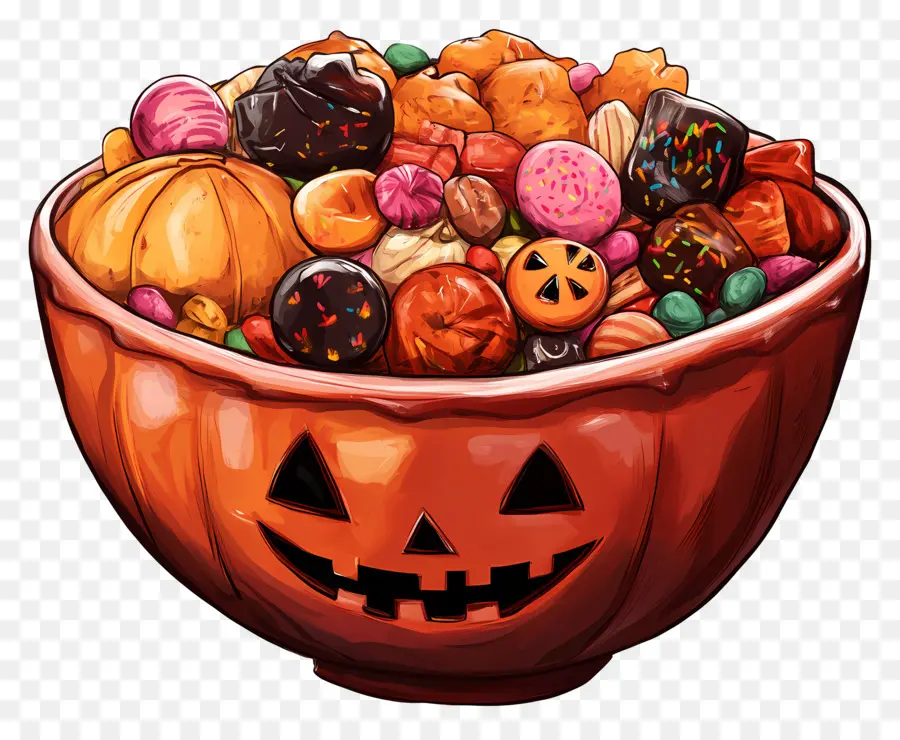 Tigela De Doces De Halloween，Tigela De Doces De Abóbora PNG