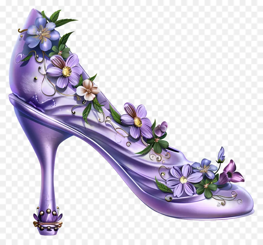 Sapato Estilete，Sapato Floral Elegante PNG