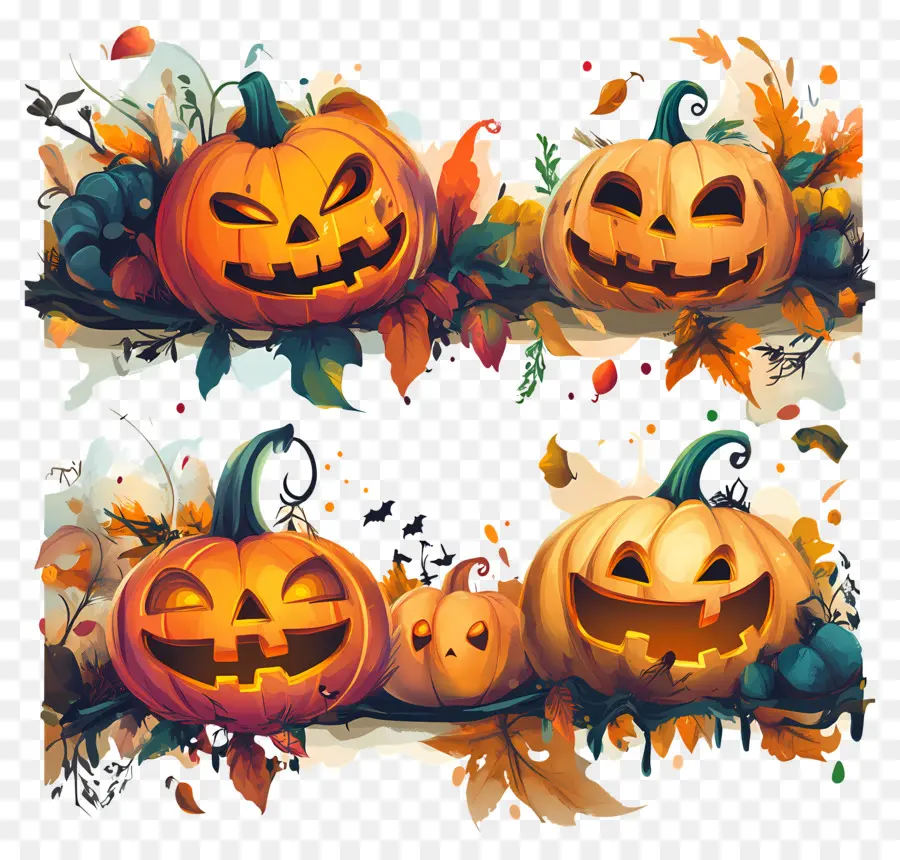 Modelo De Banner De Halloween，Abóboras PNG