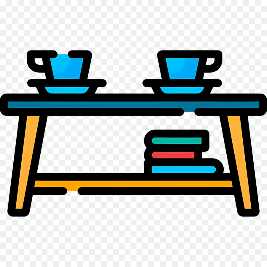 Mesa De Café，Copos Na Mesa De Prateleira PNG