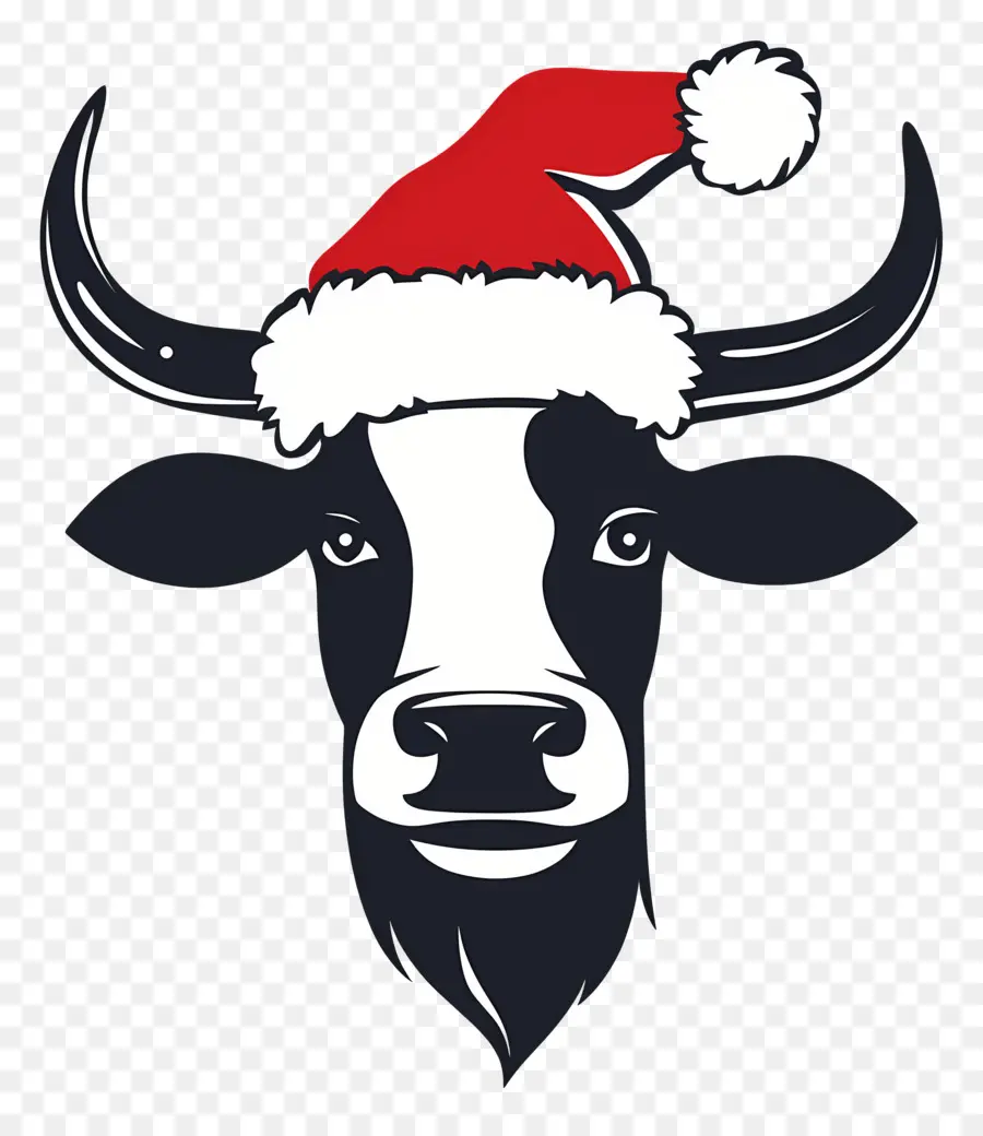 Vaca De Natal，Vaca Realista Com Chapéu De Papai Noel PNG