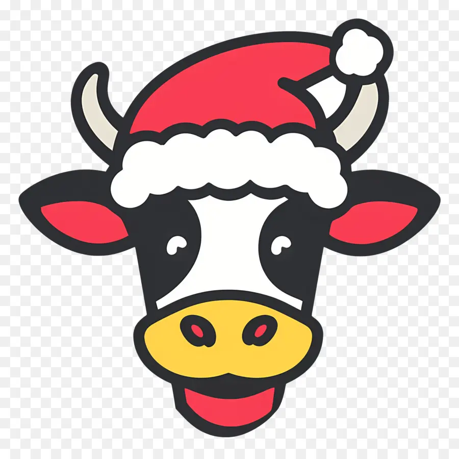 Vaca De Natal，Cara De Vaca Com Chapéu De Papai Noel PNG