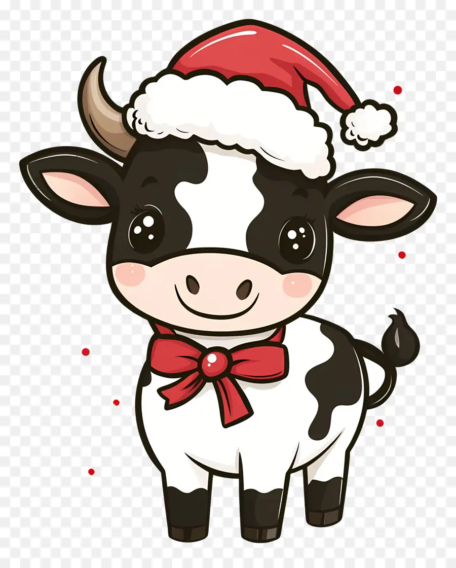 Vaca De Natal，Cara De Vaca Com Chapéu De Papai Noel PNG