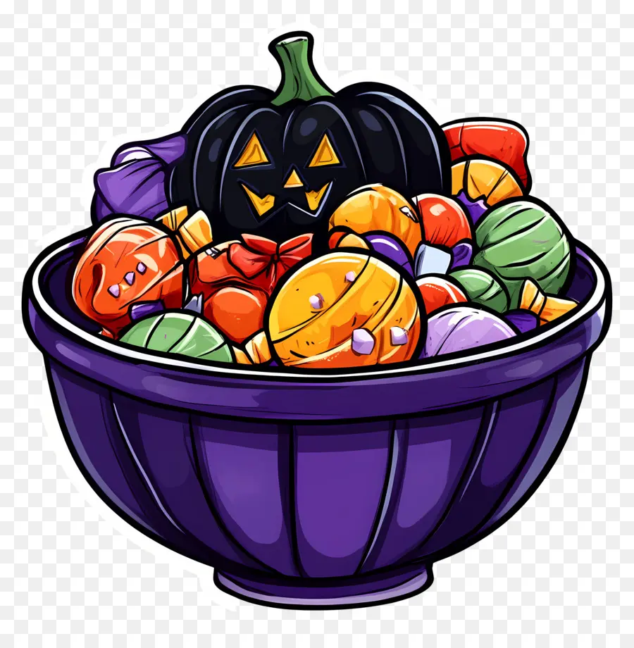 Tigela De Doces De Halloween，Tigela De Doces De Abóbora PNG