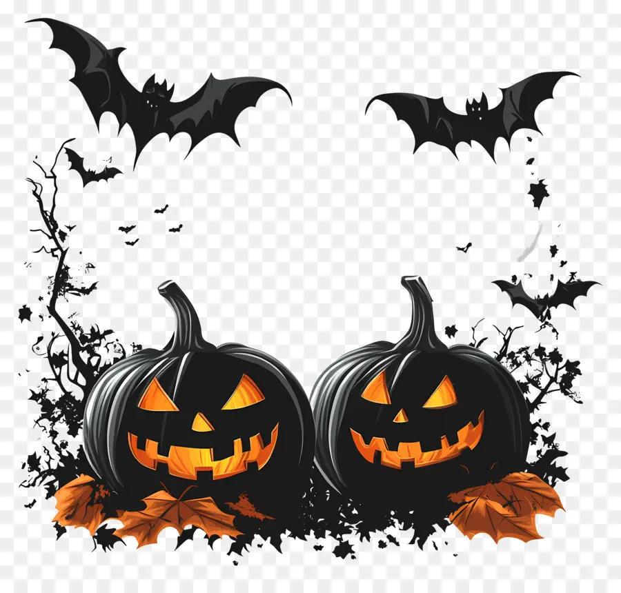 Modelo De Banner De Halloween，Abóbora Preta PNG