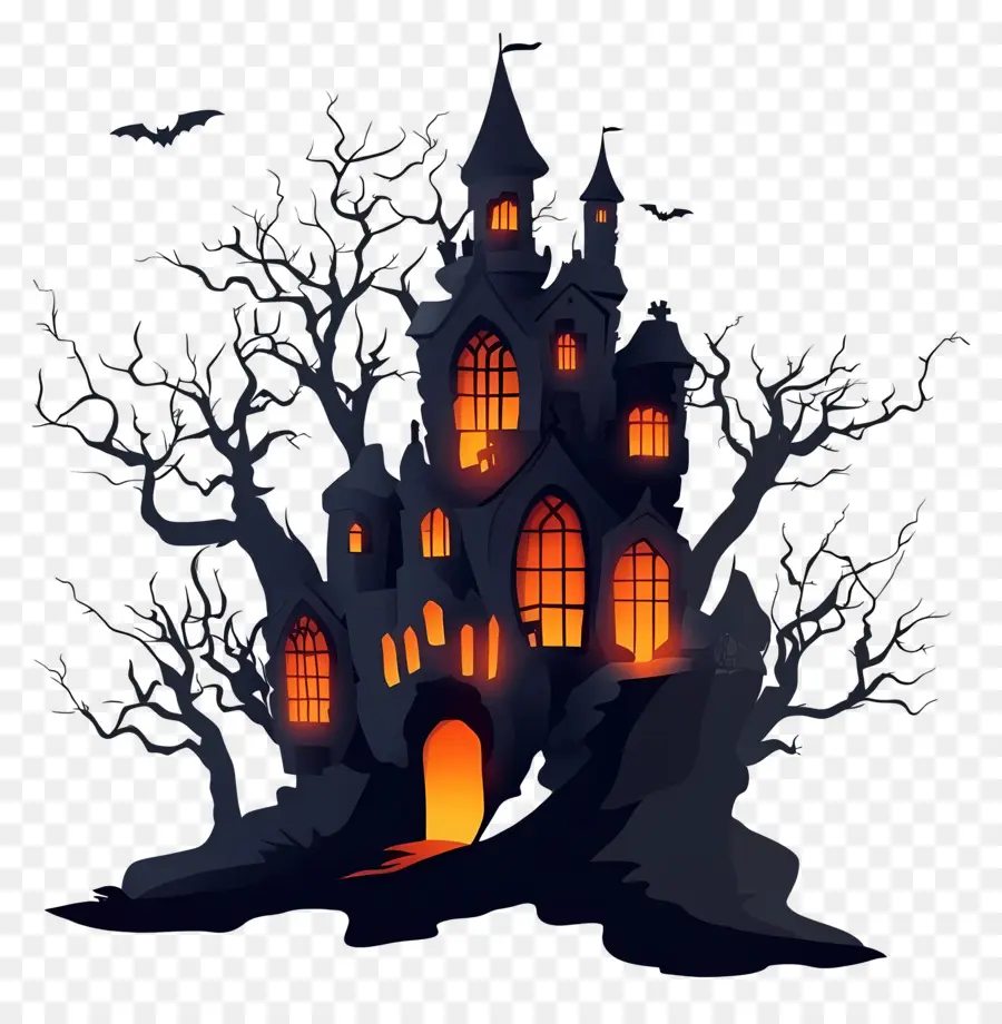 Modelo De Banner De Halloween，Casa Assombrada PNG