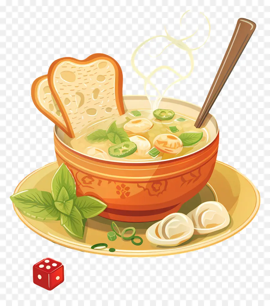 Comida Deliciosa，Sopa Com Pão PNG