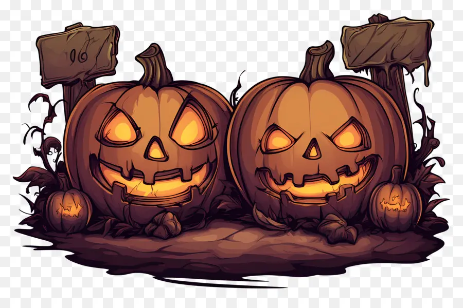 Modelo De Banner De Halloween，Jack O' Lanternas PNG