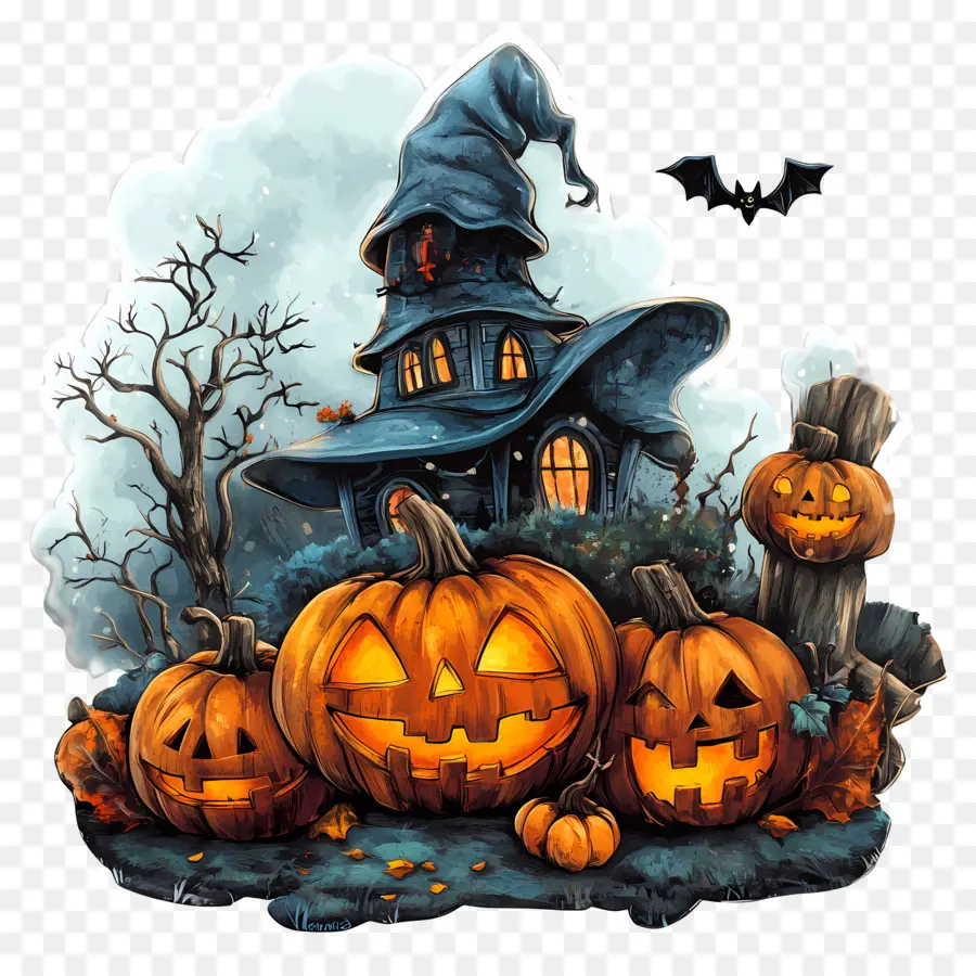 Modelo De Banner De Halloween，Linda Casa De Halloween PNG