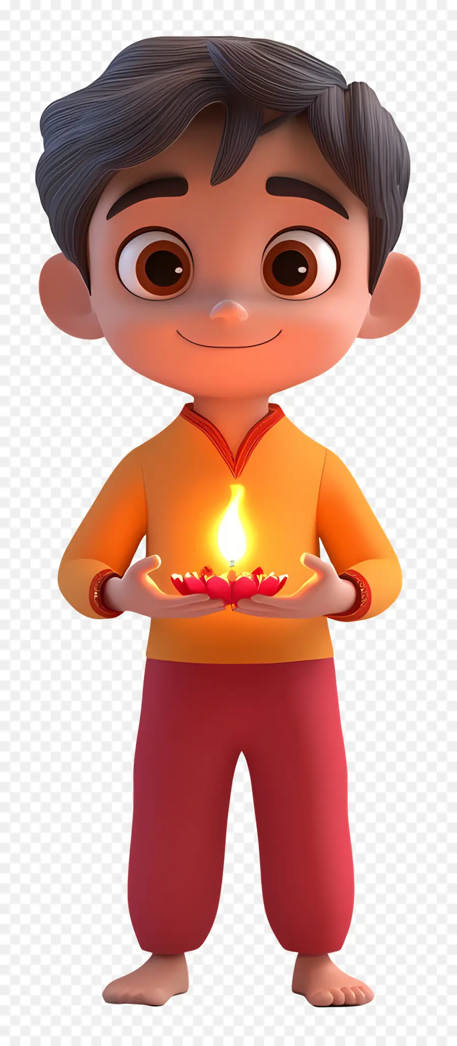 Deepavali，Menino Com Diya PNG