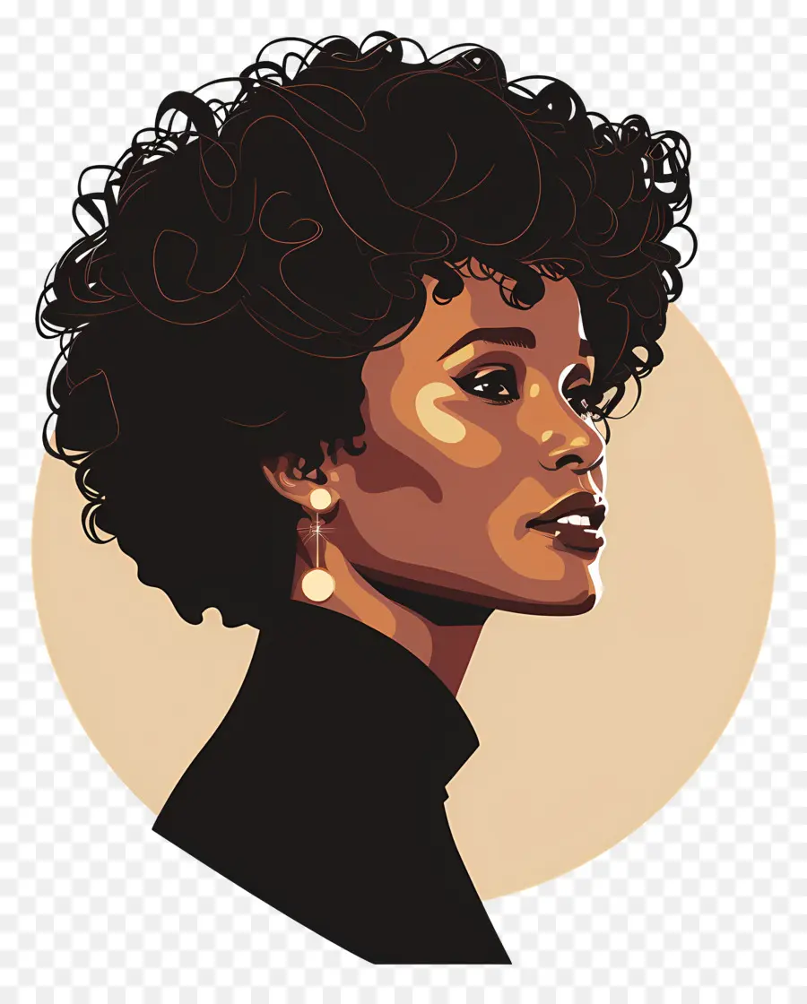 Whitney Houston，Mulher Estilosa Com Cabelo Cacheado PNG