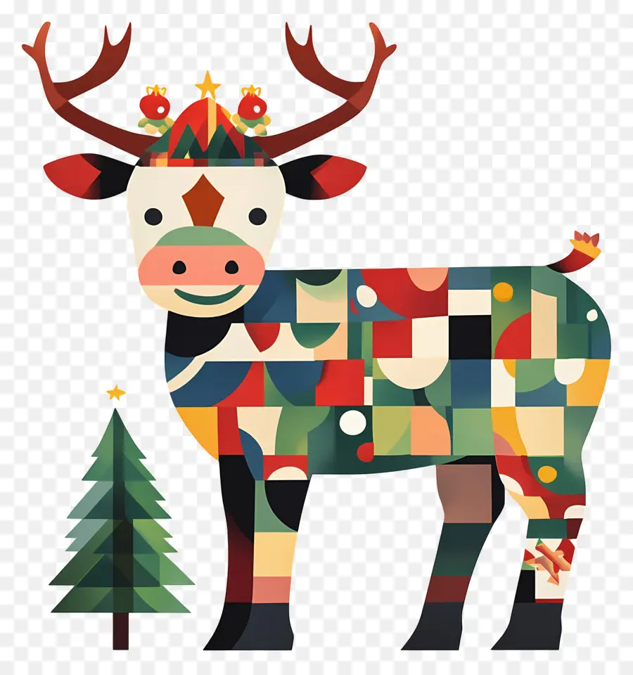 Vaca De Natal，Rena Colorida PNG