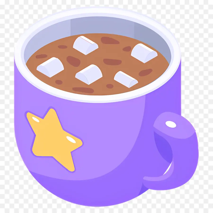 Café Frio，Copo Roxo Com Marshmallows PNG