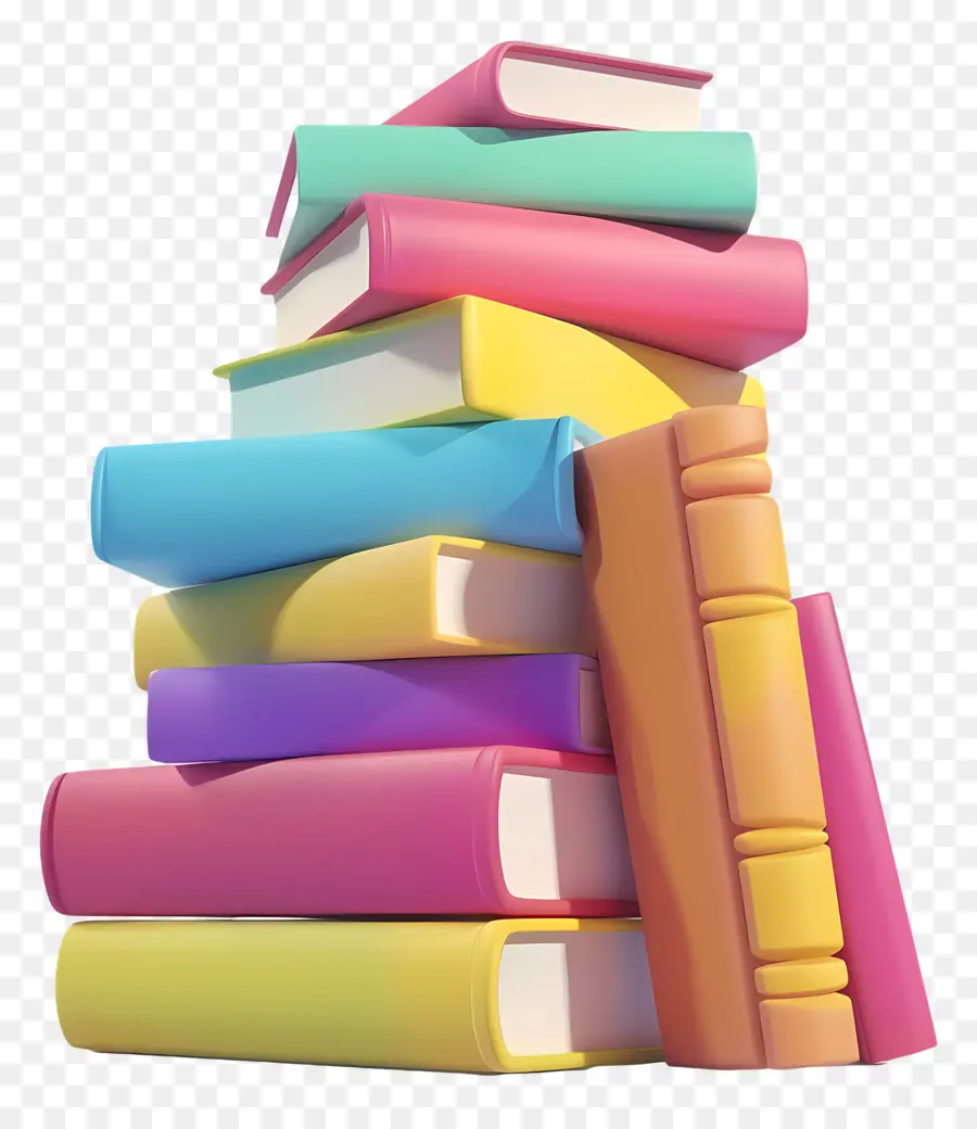 Livros Animados，Pilha De Livros Pastel PNG