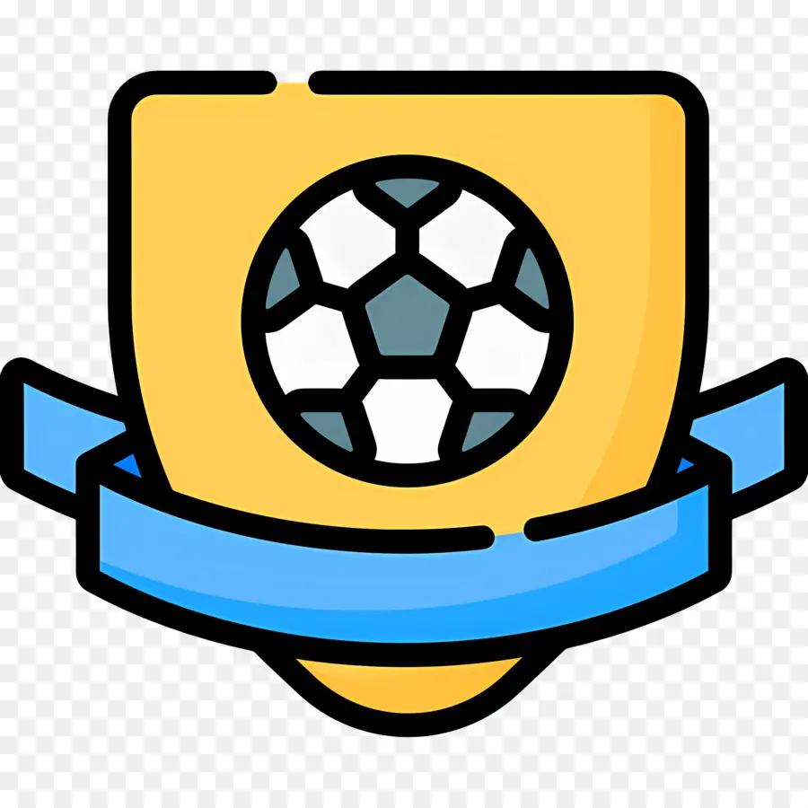 Clube De Futebol，Escudo Amarelo Com Bola De Futebol PNG