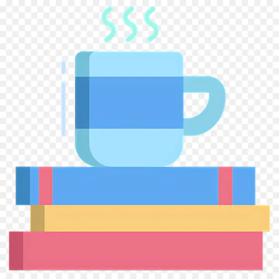 Livro E Café，Copo E Livros Azuis PNG