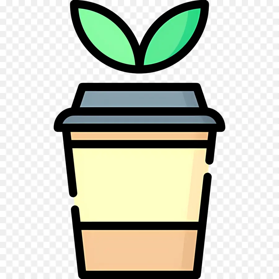 Xícara De Café Para Viagem，Copo Planta PNG