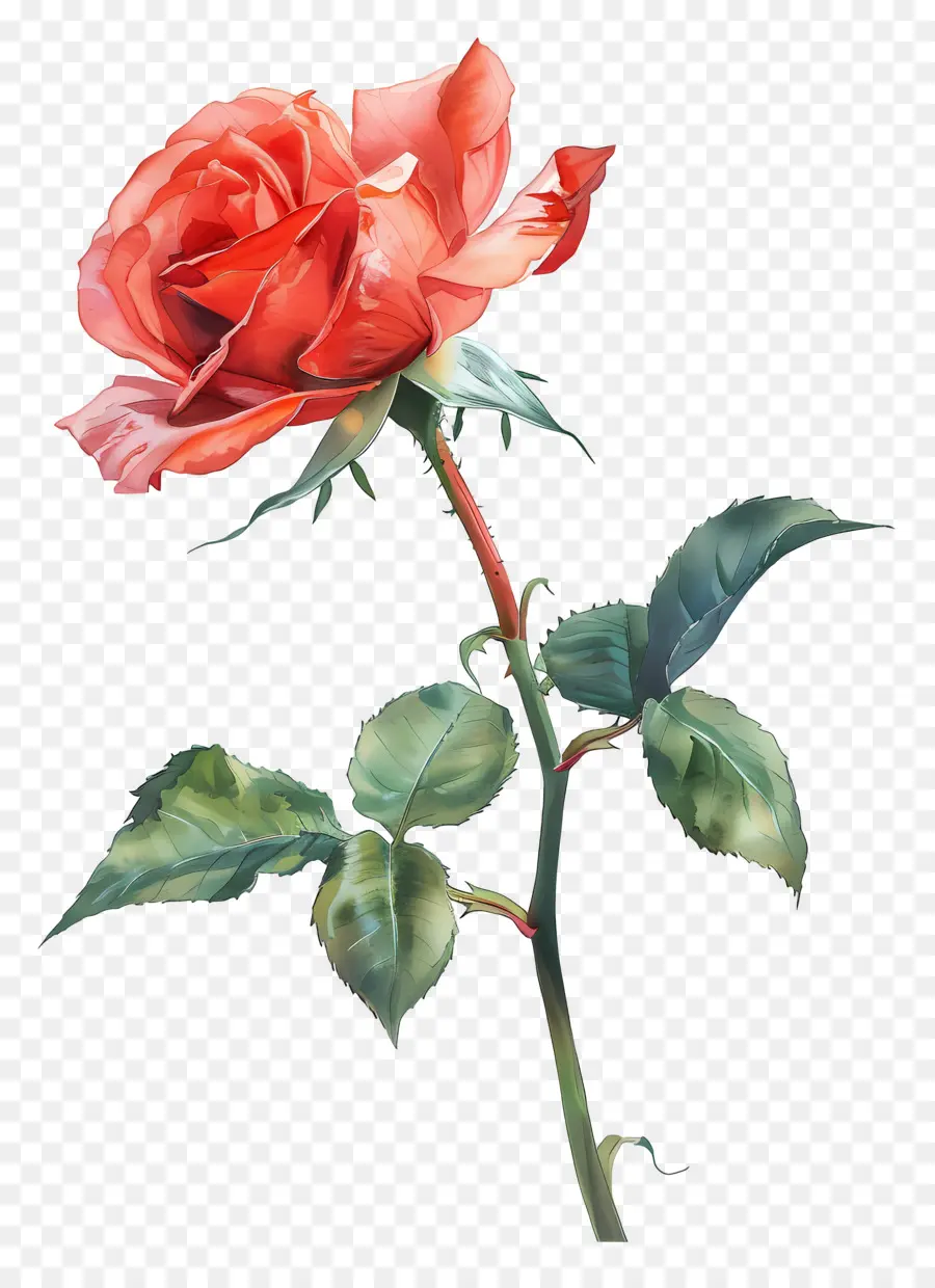 Aquarela Rosa，Rosa Vermelha PNG