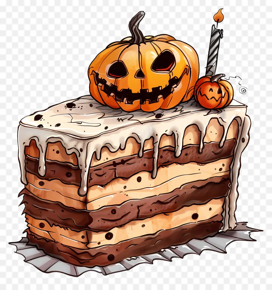 Bolo De Halloween，Fatia De Bolo De Halloween PNG