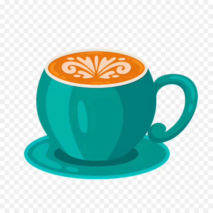 Café Capuccino，Copo De Arte Com Leite PNG