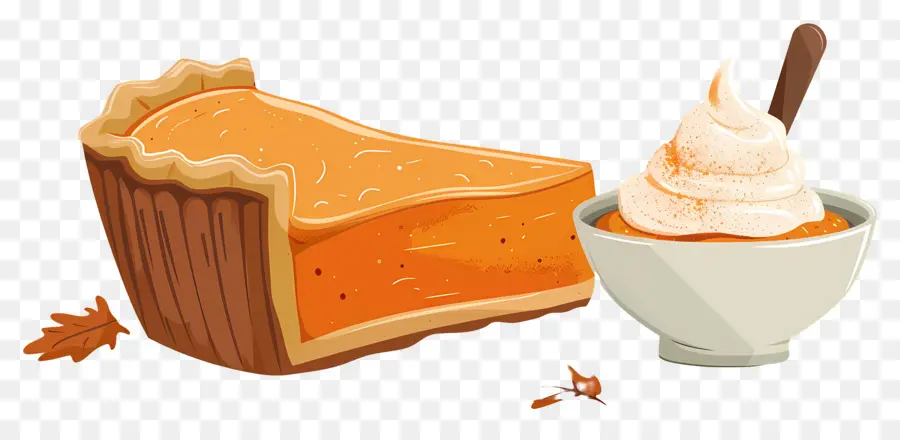 Torta De Ação De Graças，Fatia De Torta De Abóbora Com Creme PNG