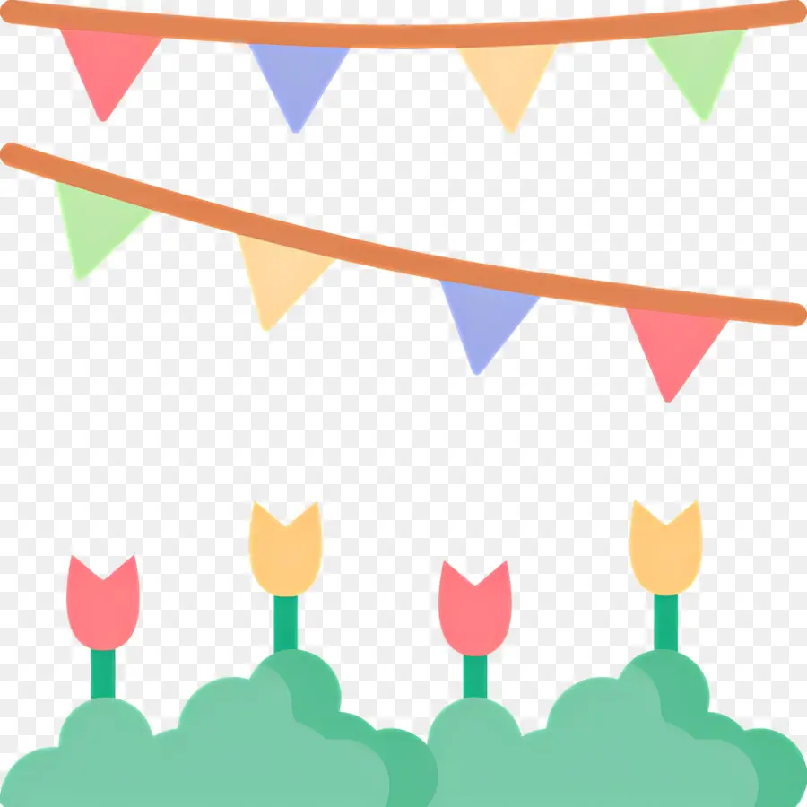 Bandeirinha Para Festa De Flores，Jardim Com Banners PNG