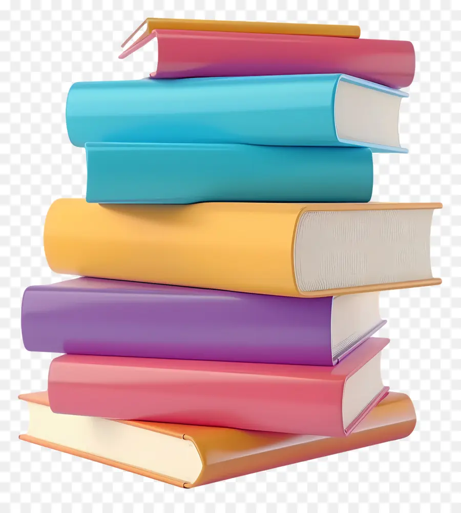 Livros Animados，Pilha De Livros Pastel PNG