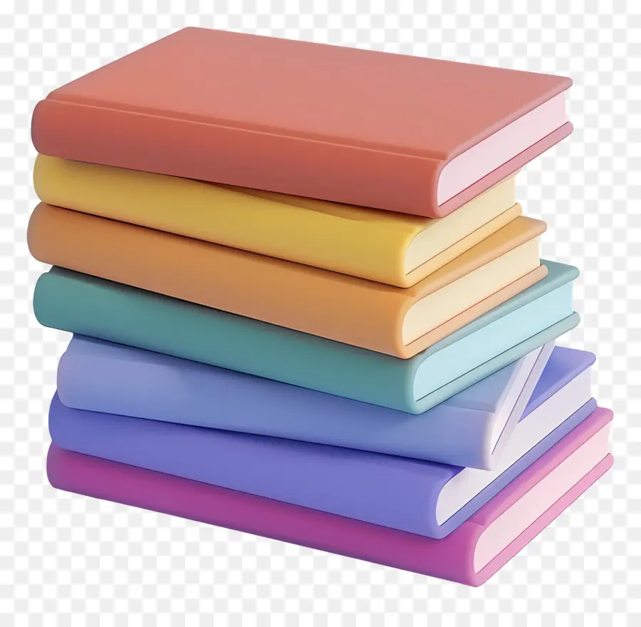 Livros Animados，Pilha De Livros Pastel PNG