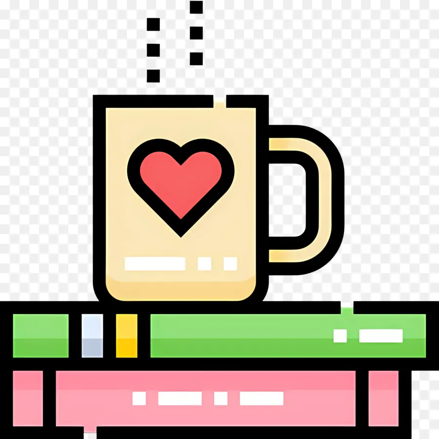 Livro E Café，Caneca Coração E Livros PNG