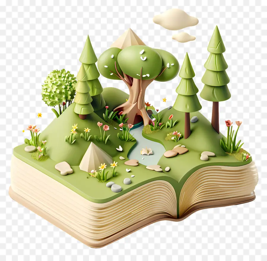 Livros Animados，Livro Aberto Com Floresta PNG