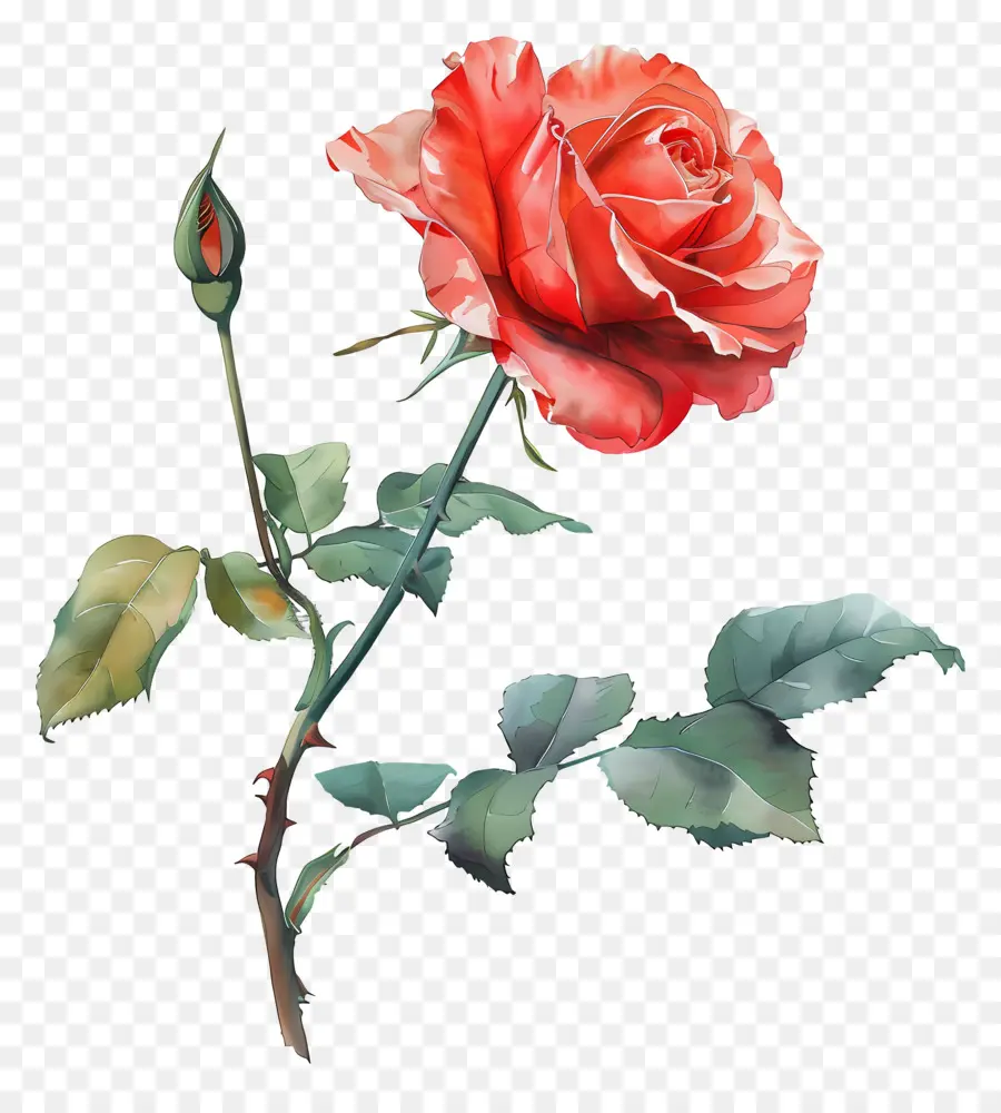 Aquarela Rosa，Rosa Vermelha PNG