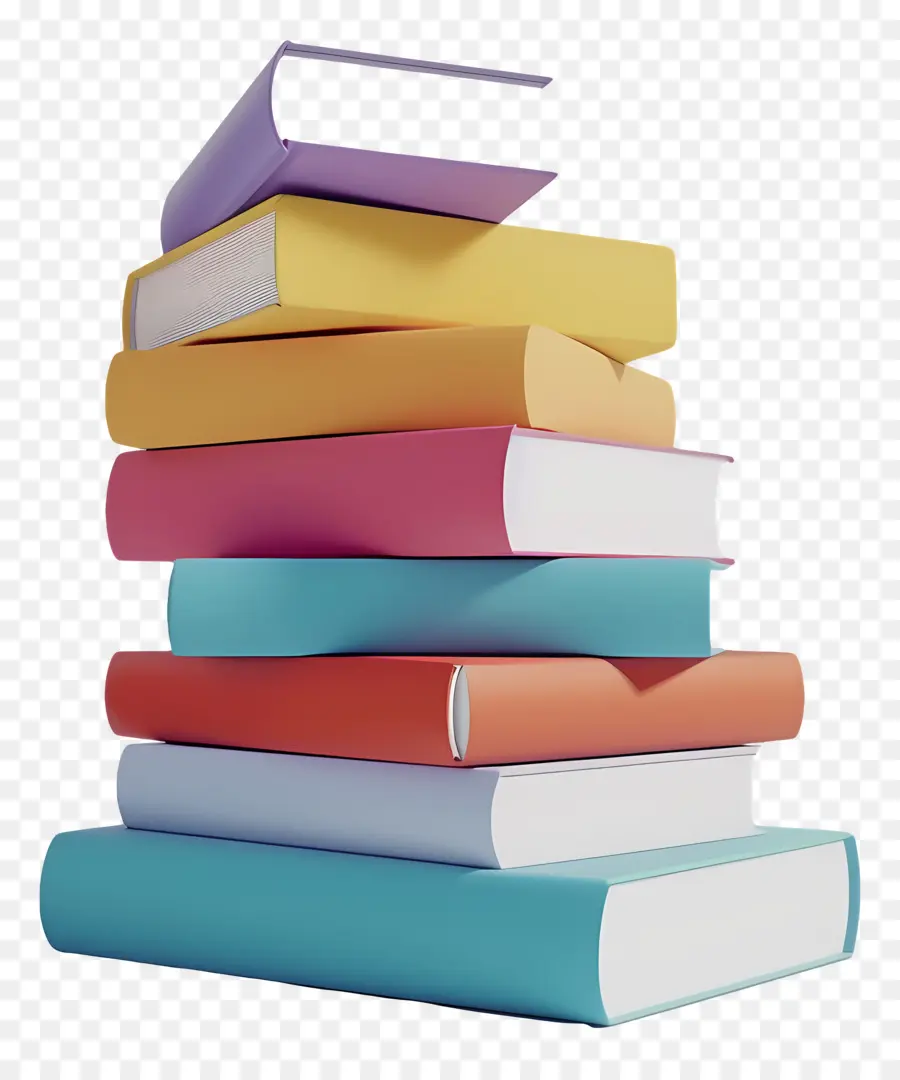 Livros Animados，Pilha De Livros Pastel PNG