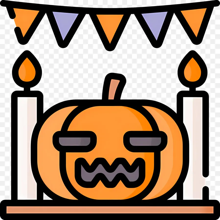 Bandeira De Halloween，Decoração De Abóbora PNG