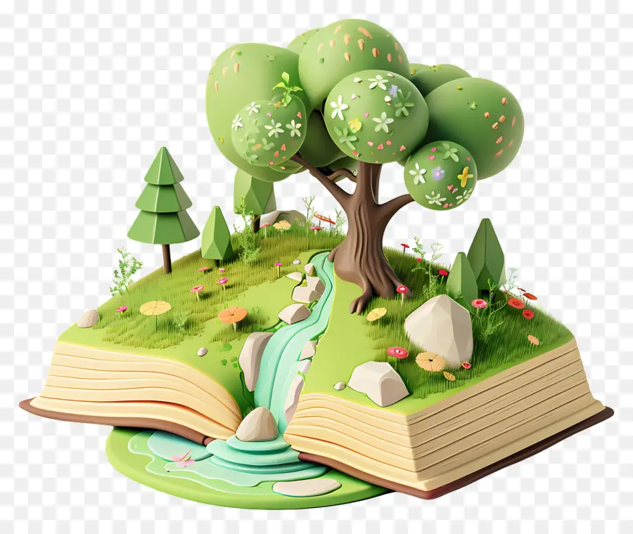 Livros Animados，Livro Aberto Com Floresta PNG