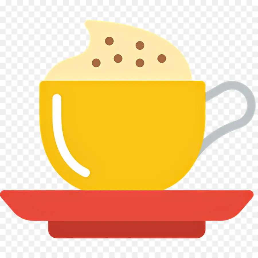 Café Capuccino，Copo Amarelo PNG