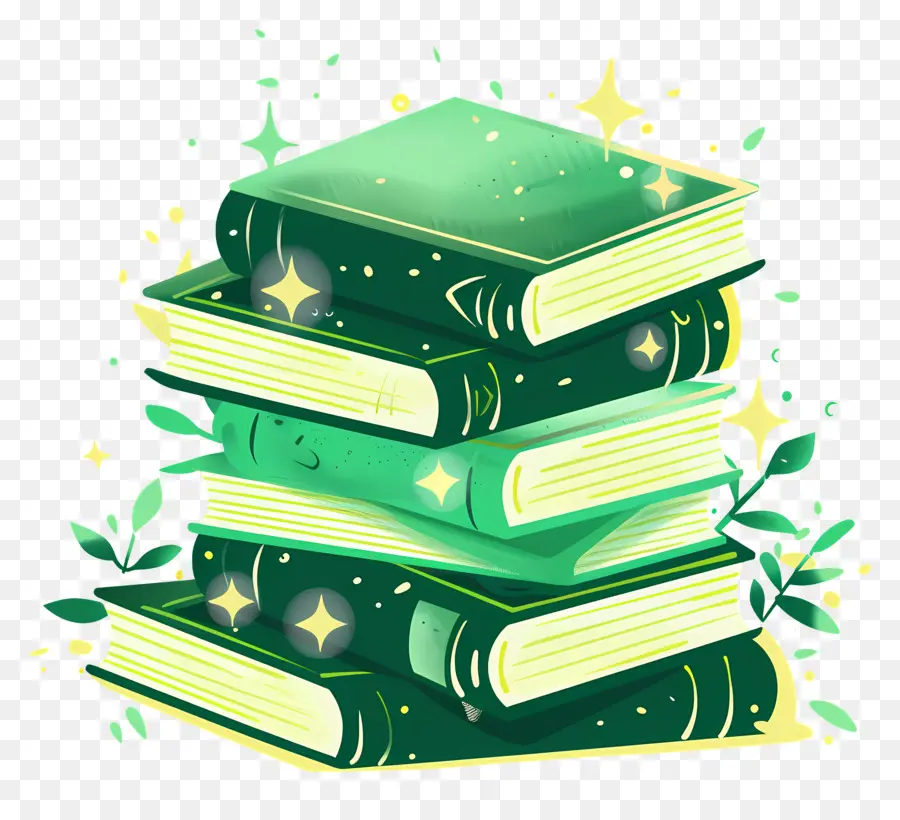 Livros Verdes，Pilha De Livros PNG