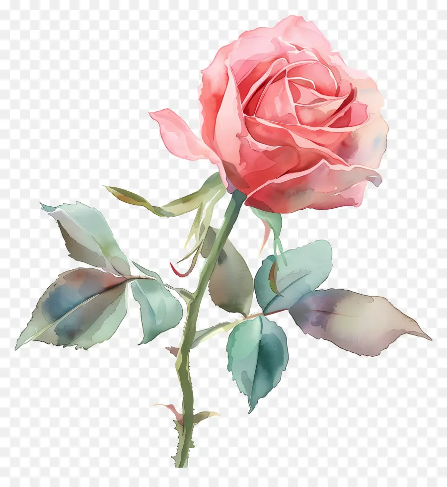 Aquarela Rosa，Rosa Vermelha PNG