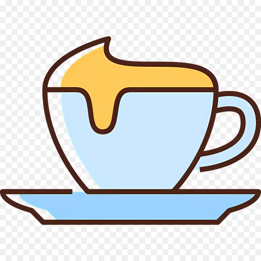 Café Capuccino，Copo Amarelo PNG