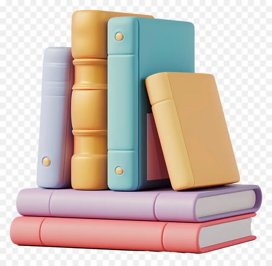 Livros Animados，Pilha De Livros Pastel PNG