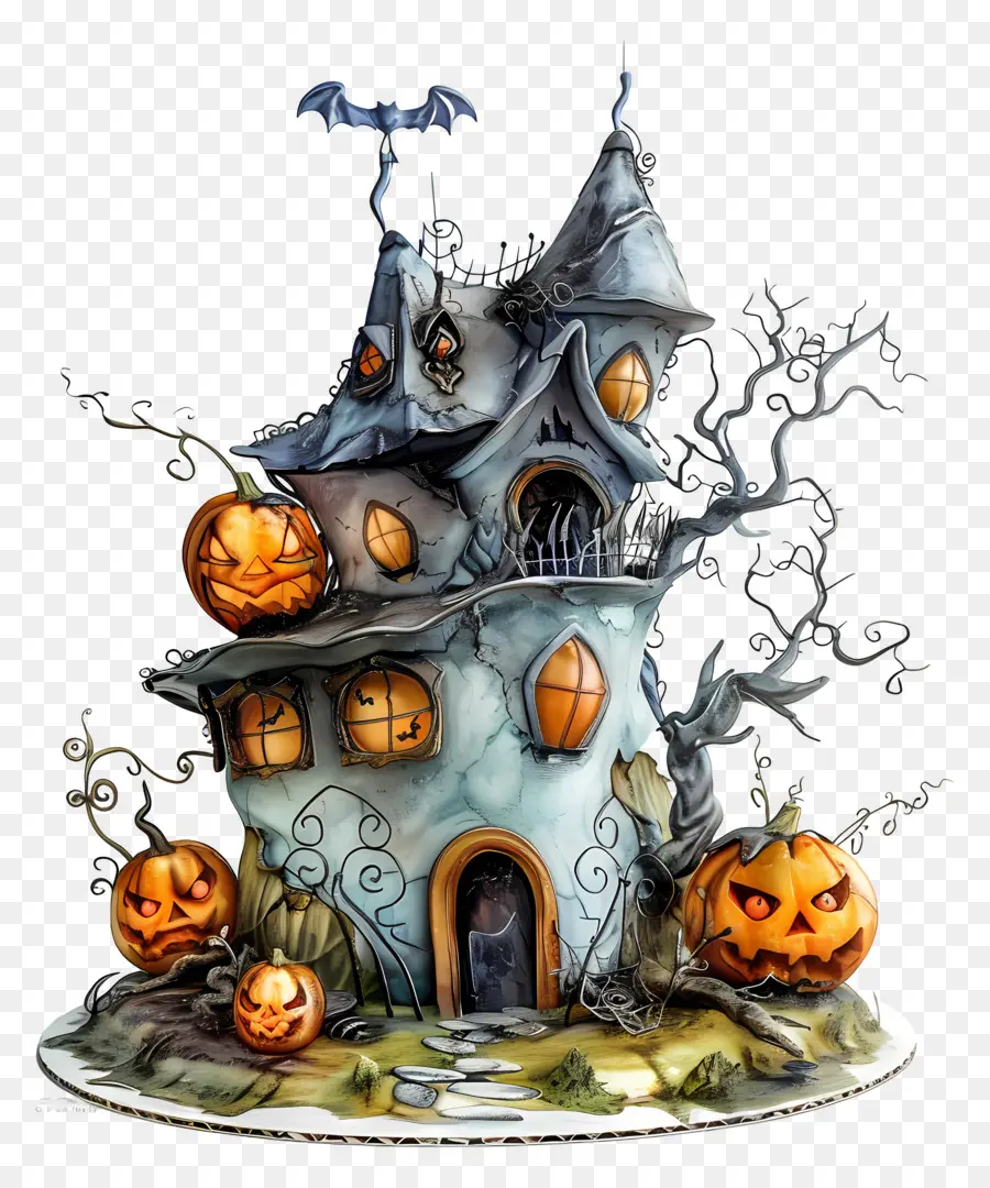 Bolo De Halloween，Casa Assombrada PNG