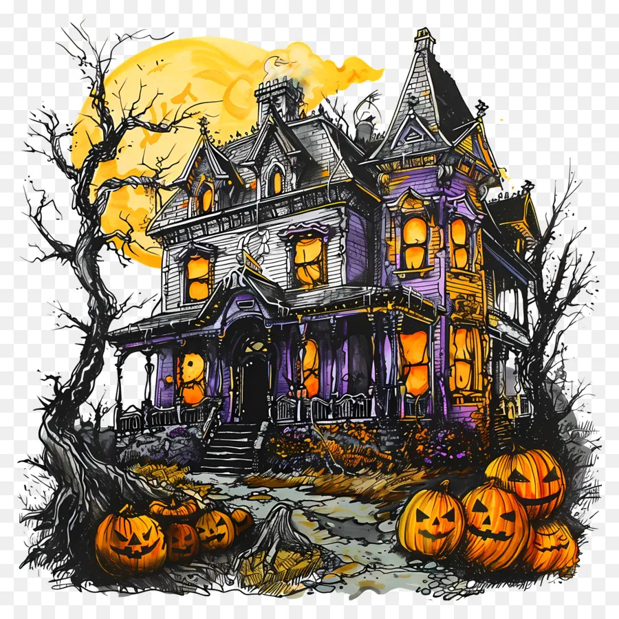 Casa De Halloween，Casa Assombrada PNG