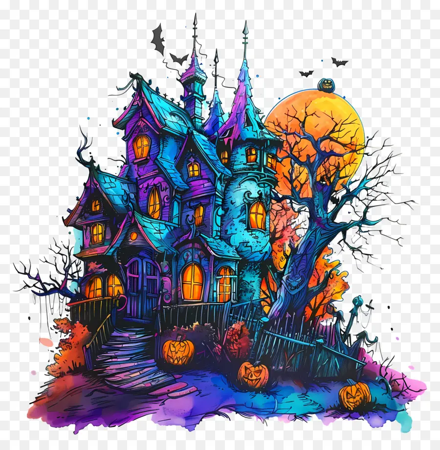 Casa De Halloween，Casa Assombrada PNG