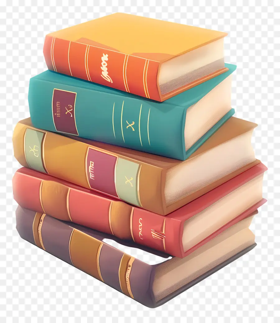 Livros Animados，Pilha De Livros Pastel PNG