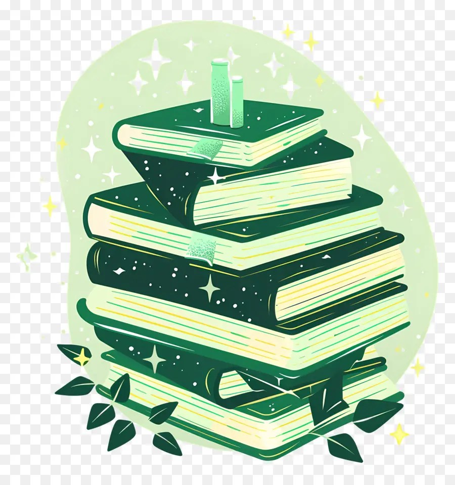 Livros Verdes，Pilha De Livros PNG