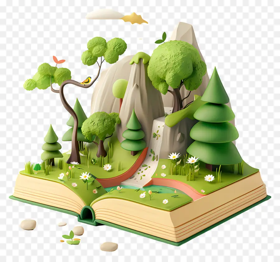 Livros Animados，Livro Aberto Com Floresta PNG