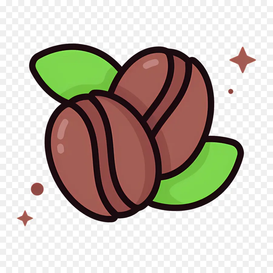 Semente De Café，Grãos De Café Marrons Com Folhas PNG