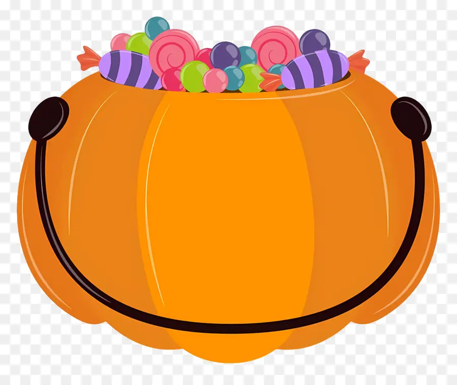 Balde De Doces De Halloween，Balde De Doces De Abóbora PNG