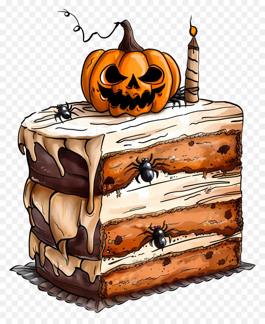 Bolo De Halloween，Fatia De Bolo De Halloween PNG